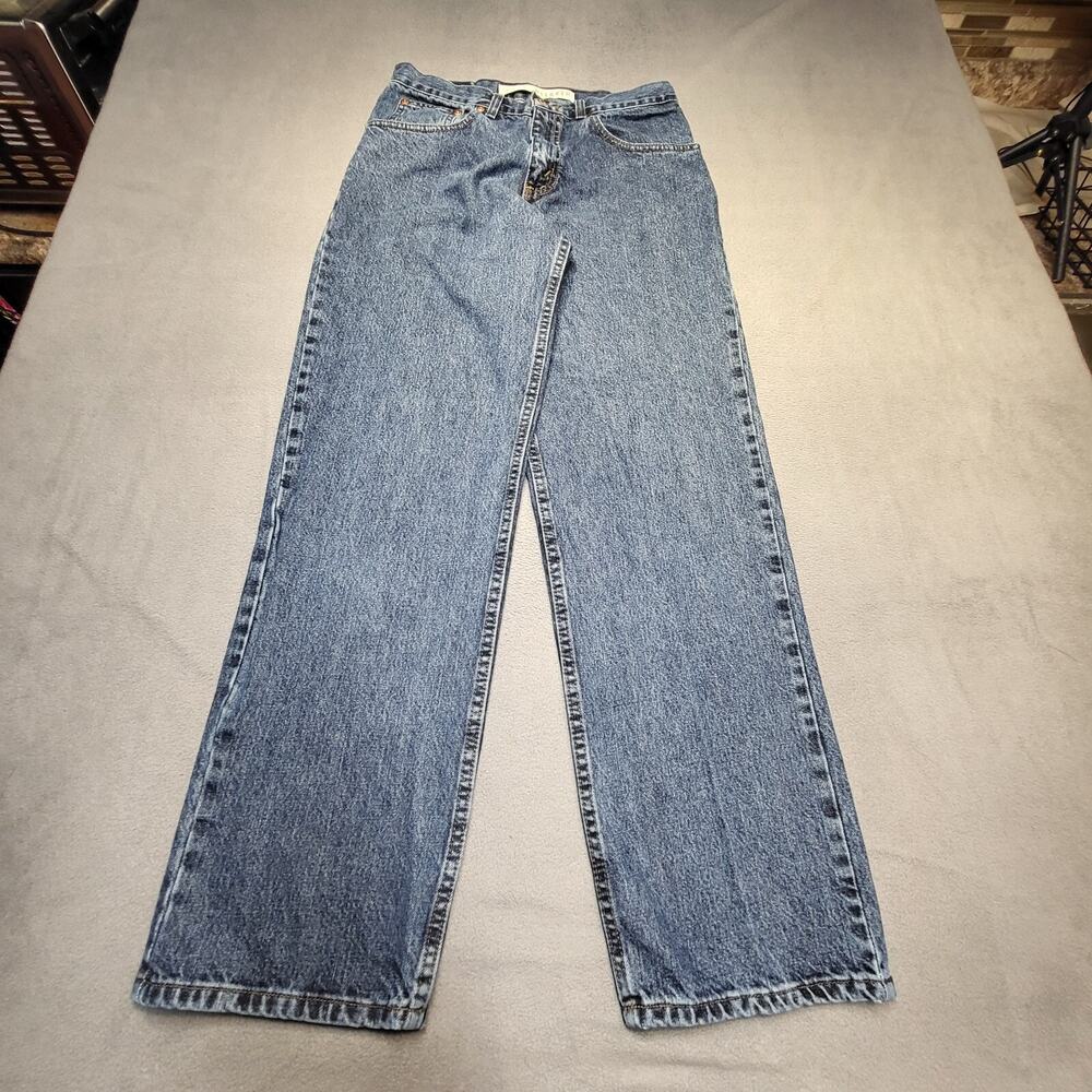 Arizona Jeans Mens 30x31 Blue Relaxed Straight Leg Distressed Denim